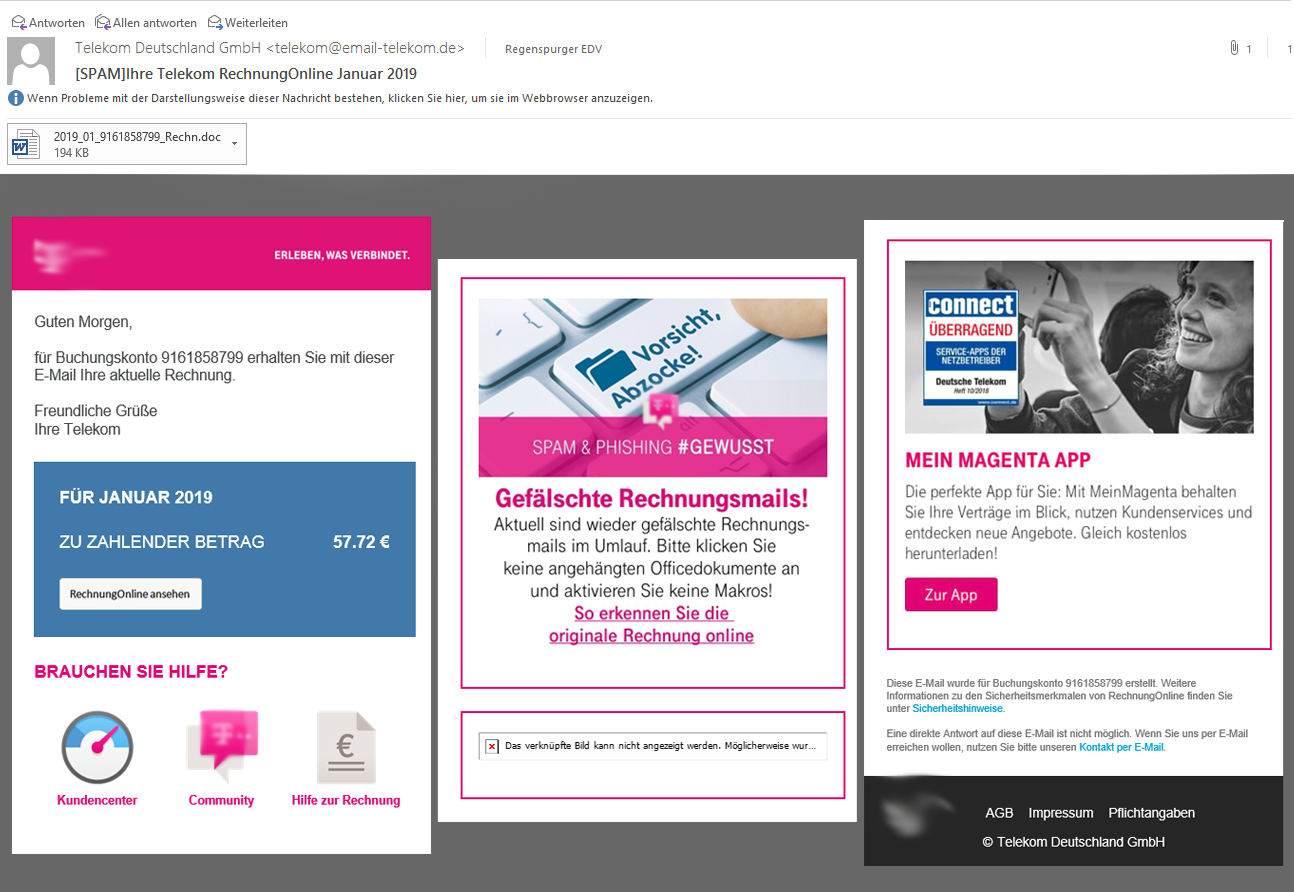 Vorsicht vor Spam Emails